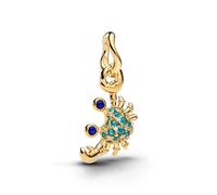 Pandora Charm-Anhänger Krabbe 764684C01 – 14k vergoldet, Zirkonia, Lapis-Lazuli-Imitat