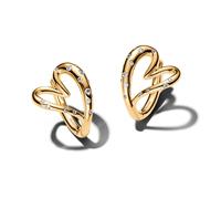 Pandora Essence Organisch Geformte Steinbesetzte Herz-Creolen mit 14K vergoldeter Metalllegierung und Zirkonia, 264664C01