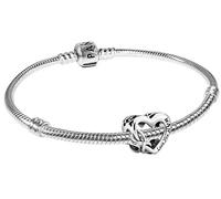 PANDORA Damen-Armband Love You Mum Unendlichkeits-Herz Bundle, Ewigkeitssymbol als Zeichen der Liebe für Mama, Silber Geschenk-Set mit Charm 39496-18 18 cm