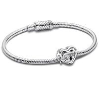 PANDORA Damen-Armband mit Charm Silber Familie Herz & Stern Geschenkset 68109-20 20 cm