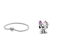 Pandora Damen-Armband mit Kugelverschluss, glatt 925 Silber 18 cm-590728-18 & DISNEY Charm Lilo und Stitch 798844C01