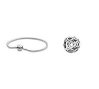Pandora Damen-Armband mit Kugelverschluss, glatt 925 Silber 18 cm-590728-18 & Offen gearbeitetes Unendlichkeits-Charm Sterling-Silber 11 x 11 x 9,8 mm (T/H/B)