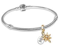 PANDORA Damen-Armband Nordstern Zweifarbig 925 Silber Geschenk-Set 68602-18 | mit Glücksbringer Charm-Anhänger, moderner, vielseitiger Schmuck