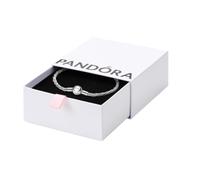 PANDORA Moments Runder Verschluss Gedrehtes Schlangen-Gliederarmband aus Sterling-Silber, Kompatibel Moments, Größe: 18 cm, 593757C00-18