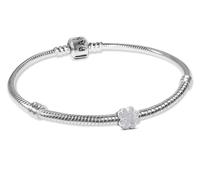 PANDORA Damen-Armband Silber Geschenk-Set mit Mini Kleeblatt matt 21508-18