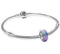 PANDORA Damen-Armband Silber Geschenkset Schillerndes Lila Bead-Charm, zeitlos, modern und vielseitig kombinierbares Schmuckstück 68574-20 20 cm
