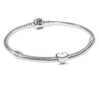PANDORA Damen-Armband Silber Starterset mit Mini Herz Schmuck Bundle mit Charm für Frauen als Zeichen der Liebe, romantisches Geschenk-Set 21492-18 18 cm