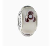 Pandora Damen-Bead Sterling-Silber 925 Muranoglaskugel grau mit Blumen Kasi 79642