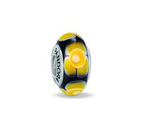 Pandora Damen-Bead Sterling-Silber 925 Muranoglaskugel schwarz gelb Kasi 79641