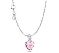 PANDORA Damen-Halskette Geschenkset Silber I Love You Mom Bundle 21778 | Kette mit Herz-Anhänger, Halsschmuck für Frauen aus Sterlingsilber, Muttertag Geschenk
