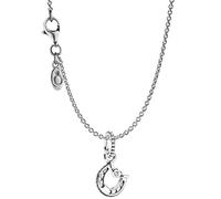 PANDORA Damen-Halskette mit Hufeisen 925 Silber 45 cm Geschenk-Set Kette mit Charm-Anhänger für modische Frauen, Glücksbringer Talisman, moderner Schmuck 39718