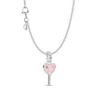PANDORA Damen-Halskette Silber Schmuckset Opalisierender Herz-Schlüssel Bundle, zauberhaftes Geschenk-Set Kette mit Anhänger als Zeichen der Liebe 21529