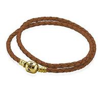 PANDORA Damen Leder Armband Dopp. m 14k Gold 550705CBN-D3