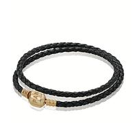 PANDORA Damen Leder Armband Dopp. m 14k Gold 550705CGY-D2