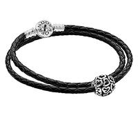 PANDORA Damen Leder-Armband Starterset mit Charm Offene Herzen 51521-38