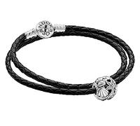 PANDORA Damen-Lederarmband Set mit Charm Seestern, Muscheln und Herzen