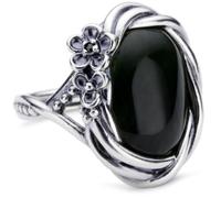 PANDORA Damen-Ring mit Jade-Nephrit Und Schwarzem Zirkonia 190847Nja51