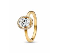 PANDORA Timeless Ovaler Funkelnder Strahlenkranz Ring aus 14K vergoldetem Sterling Silber mit Zirkonia, Größe: 54, 163802C01-54