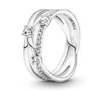 PANDORA Damen Ring Silber funkelndes Dreifachband mit Zirkonia 199400C01 199400C01-52 cm