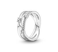 PANDORA Damen Ring Silber funkelndes Dreifachband mit Zirkonia 199400C01 199400C01-54 cm