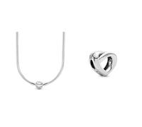 Pandora Damen Schlangen- Gliederhalskette Sterling- Silber 590742HV-45, 45 cm & Charm verknotetes Herz 798081
