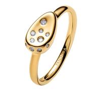 PANDORA Damen-Siegelring, oval, mit goldfarbenen Zirkoniasteinen