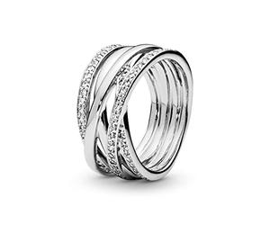 PANDORA Damen-Stapelring 925 Silber Zirkonia transparent Gr. 60 (19.1) - 190919CZ-60