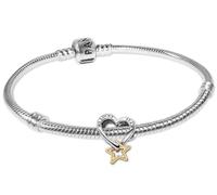 PANDORA Damenarmband Geschenkset Glücksstern und Herz Starter-Set Armband mit Glücksbringer Charm für Frauen, Zeitlos, Alltagstauglich & Elegant 68598-20 20 cm