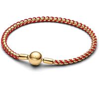 PANDORA Moments Rote Kordel Schlangen-Gliederarmband mit 14K vergoldeter Metalllegierung, Kompatibel Moments, Größe: 19cm, 563816C01-19