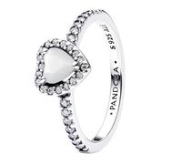 PANDORA Damenring 925 Silber Erhabenes Herz Weiß 198421C11-52 Ringgröße 52/16,6