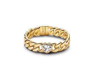 PANDORA Damenring Panzerkette mit Herz Goldfarben 164386C01-62 Ringgröße 62/19,7