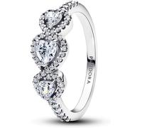 Pandora Damenring 194413C01 Strahlenkranz Herz Trilogie Sterling Silber mit Zirkonia Größe 54