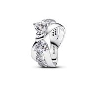 PANDORA Timeless Funkelnde Schleife Überkreuzter Ring aus Sterling Silber mit Zirkonia, Größe: 58, 193553C01-58