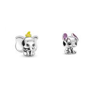 Pandora DISNEY Charm Lilo und Stitch 798844C01 & Disney Dumbo Charm-Anhänger aus Sterling Silber mit gelber Mütze, Breite: 16mm, 799392C01