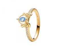 Pandora 163059C01-52 - Disney Cinderellas Kutsche Ring - Gelbgold verg. - Zirkonia Blau - Gr. 52
