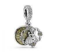 PANDORA Disney Die Schöne und das Biest Tanzend Charm-Anhänger aus Sterlingsilber mit Cubic Zirkonia aus der PANDORA Disney X Kollektion, 799014C01