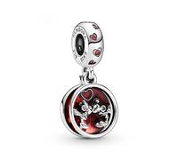 PANDORA Disney Micky Maus & Minnie Maus Liebe und Küsse Charm-Anhänger aus Sterling Silber und Zirkonia Steinchen - Größe: 1,1cm
