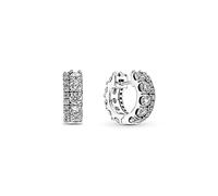 PANDORA Doppelband Pavé Ohrringe in Sterling-Silber mit Zirkonia, Maße: 14,5mm x 13,1mm x 4,8mm, 290058C01