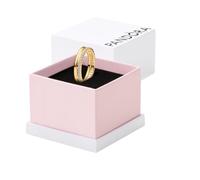 PANDORA Timeless Doppelbandring aus 14K vergoldetem Sterling Silber mit Zirkonia, Größe: 52, 163799C01-52