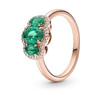PANDORA Drei Steine Vintage-Ring in 14 Karat rosévergoldeter Metalllegierung mit Zirkonia, Gr. 56, 180057C01-56