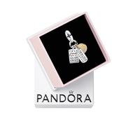 PANDORA Dreifach-Anhänger Charme 763436C01 Freundschaft | Sterlingsilber, 14 Karat Vergoldung und Zirkonia, kompatibel mit PANDORA Moments & ME, Schmuck für Damen, mit Geschenkbox