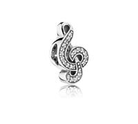 Pandora Elemente - Sterlingsilber, Cubic Zirkonia - Charm - Violinschlüssel - 791381CZ weiß
