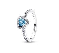 Pandora Damenring Timeless 198421C10-56 – 925 Silber Erhabenes Herz Hellblau Ringgröße 56/17,8
