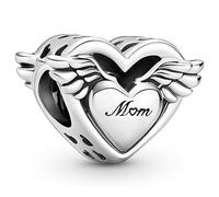 PANDORA Engelsflügel & Mum Charm aus Sterling Silber, Breite: 14,3mm, 799367C00