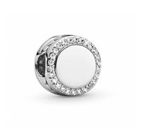Pandora Moments Charm Gravierbarer Funkelnder Knopf aus Sterling Silber mit Zirkonia 798747C01