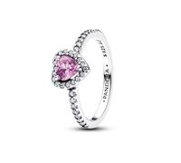 PANDORA Damen-Silberring Erhabenes Herz Helllila 198421C12-60 Ringgröße 60/19,1