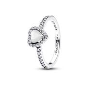 PANDORA Damenring 925 Silber Erhabenes Herz Weiß 198421C11-60 Ringgröße 60/19,1