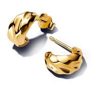 Pandora Essence Gewellte Offene Creolen-Ohrringe aus 14 Karat Vergoldetem Sterling Silber, 263873C00