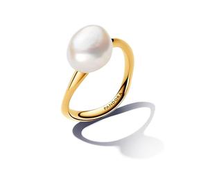 PANDORA Essence Barocke Behandelte Süßwasserzuchtperle Ring aus Sterling Silber mit vergoldeter Metalllegierung, Größe: 56, 163293C01-56