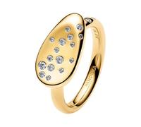 PANDORA Essence Kleiner Steinbesetzter Ovaler Siegelring mit 14K vergoldeter Metalllegierung und Zirkonia, Größe: 48, 164707C01-48